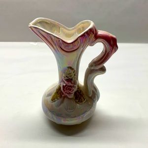 Vintage Iridescent ceramic pitcher shaped bud vase